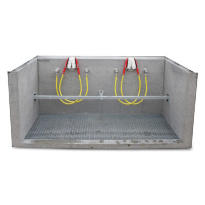 Schuhwaschanlage umlaufende Spritzschutzwand